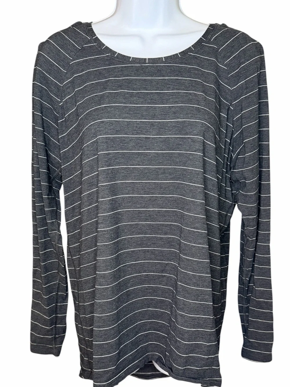 Lululemon Gray White Stripe Pima Cotton Long Sleeve Top Size 12